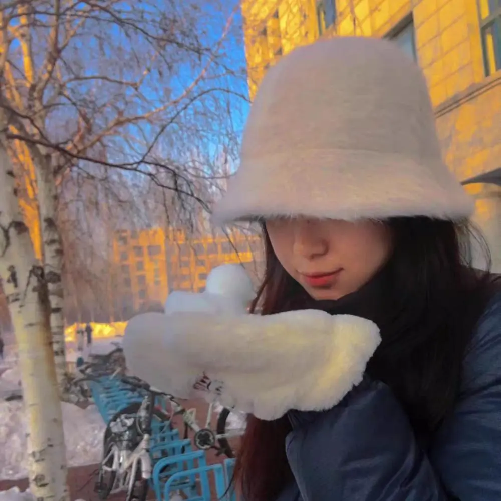 2020 Hat winter women's fashion Solid color rabbit fur hat bucket cap fisherman's hat retro knitted wool Panama Beanie Hats