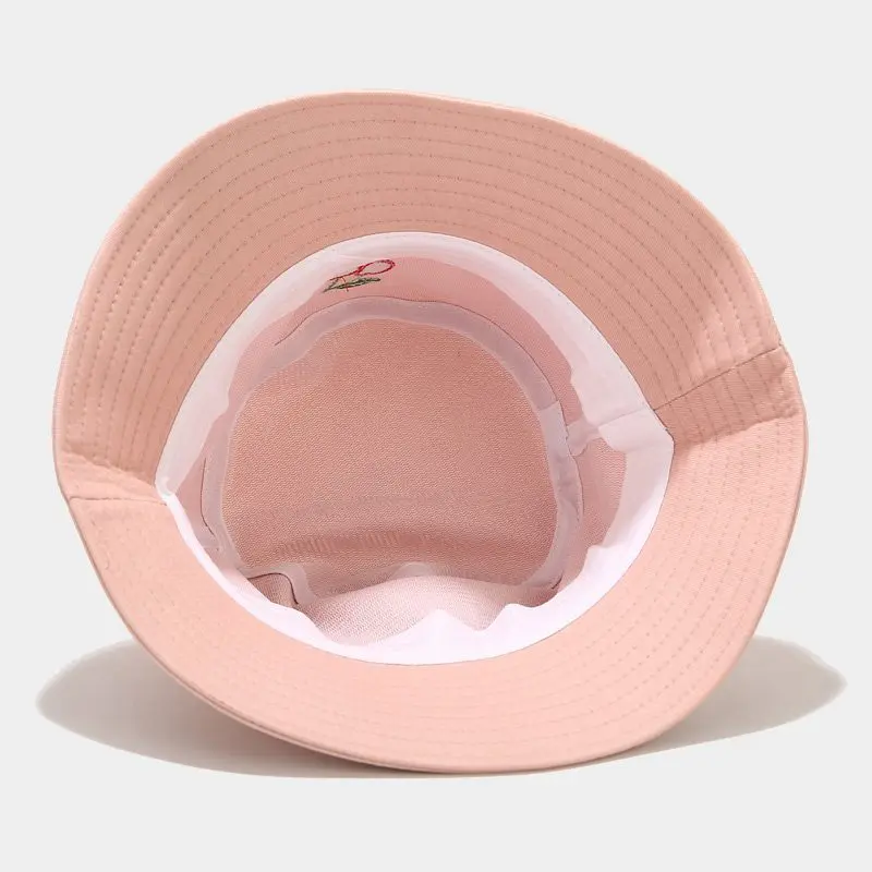 Cute strawberry embroidery letters girl fisherman hat Women foldable creative outdoor fashion basin cap bucket sun hat beanies