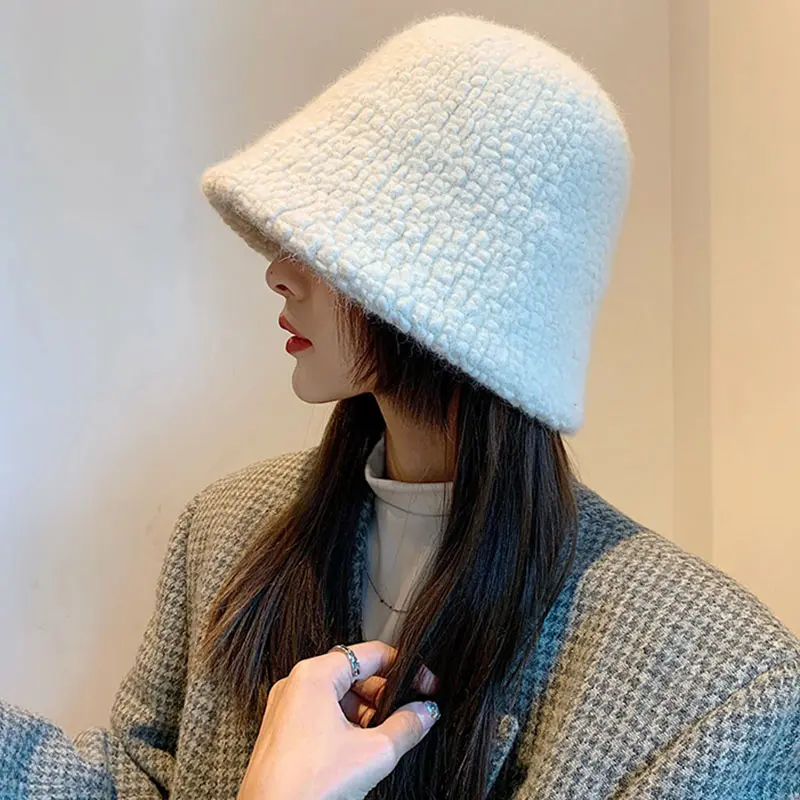 2022 NEW women's winter Bucket hat Felt Lamb wool with cross for girl autumn and winter fashion Fur panama hip hop hat for gift