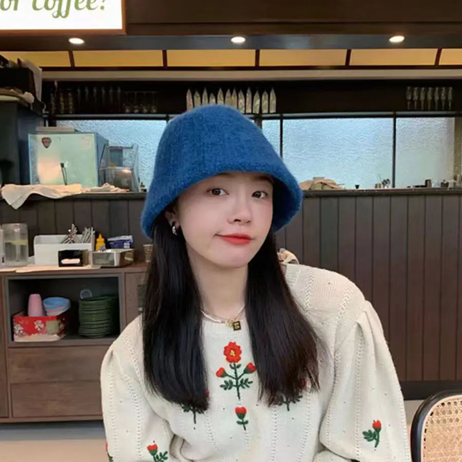 2022 NEW women's winter Bucket hat Felt Lamb wool with cross for girl autumn and winter fashion Fur panama hip hop hat for gift