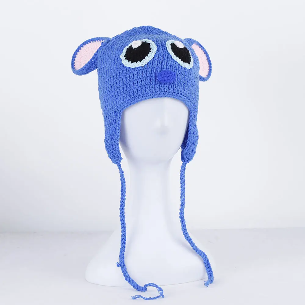 2023 New Monster Shrek Hat cute Winter Knitted Hats Green Party Funny Beanie Skullies Cap for Women Men Pure Handmade
