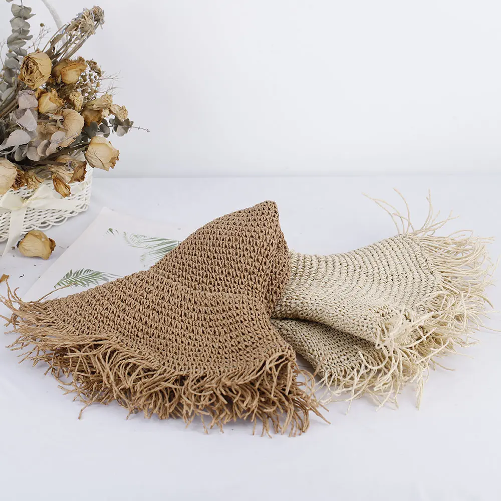 purity beach tassels Caps women women's hats for the sun summer hat Straw hat Bucket hat golf hat women uv protection solar hat