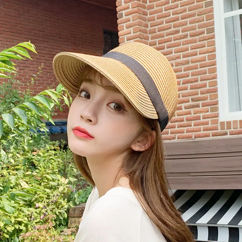 2021 New Straw Hat Woman Outdoor Student Casual Sun Hats Sunscreen Summer Baseball Cap Fashion Lovely Peaked Cap for Women