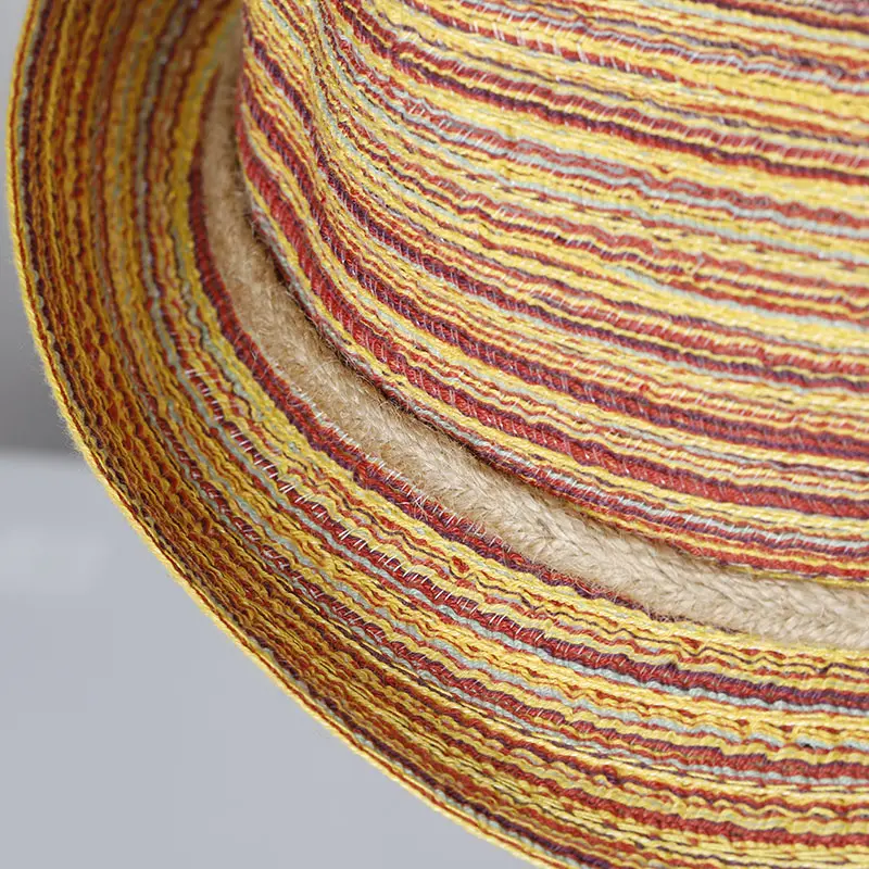 New Natural Panama Soft Shaped Straw Hat Summer Women sun hats Men Beach Sun Cap UV Protection straw Felt hat rainbow RAFFIA cap