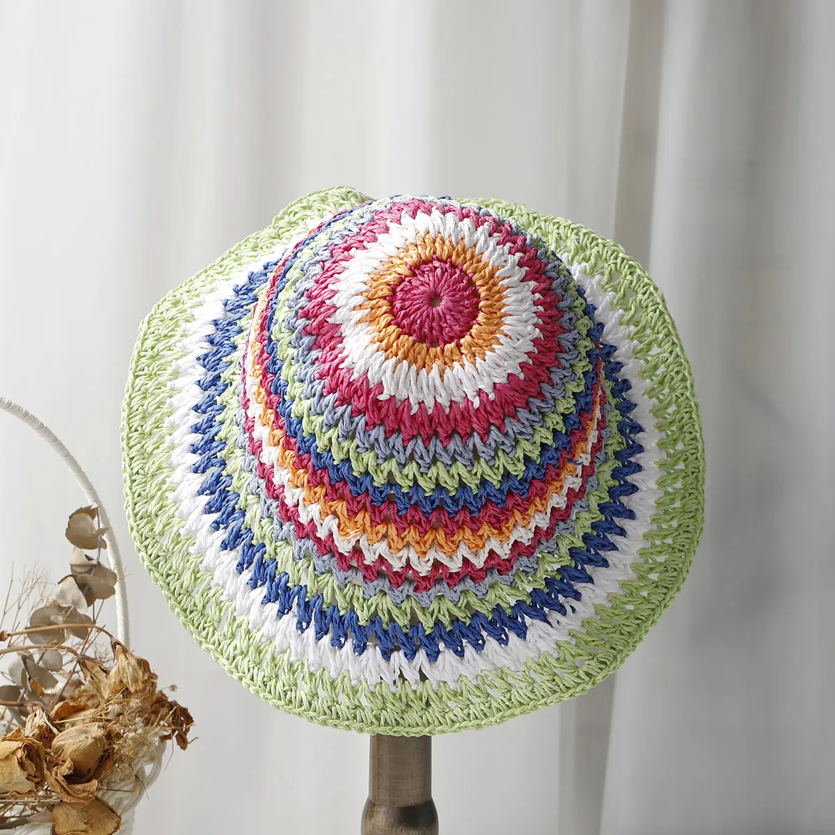Fisherman's Womens Straw Hats crochet hat bucket hat UV Protection Sun Visor beach hat Women Visors rainbow Women Summer hat Cap