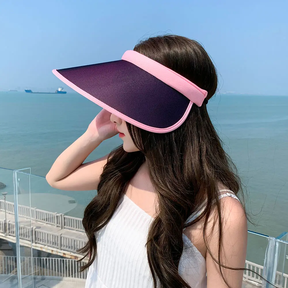 2021 WOMEN color-changing anti-ultraviolet summer sun hat all-match female summer sunscreen light cover face empty top hat