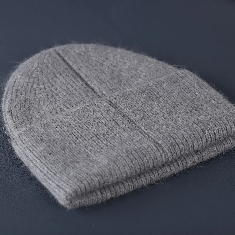 Rabbit Fur Beanies Soft Warm Fluffy Winter Hat for Women Angora Knitted Hat Skullies Beanies Female Bonnet warm Woman Knit Cap