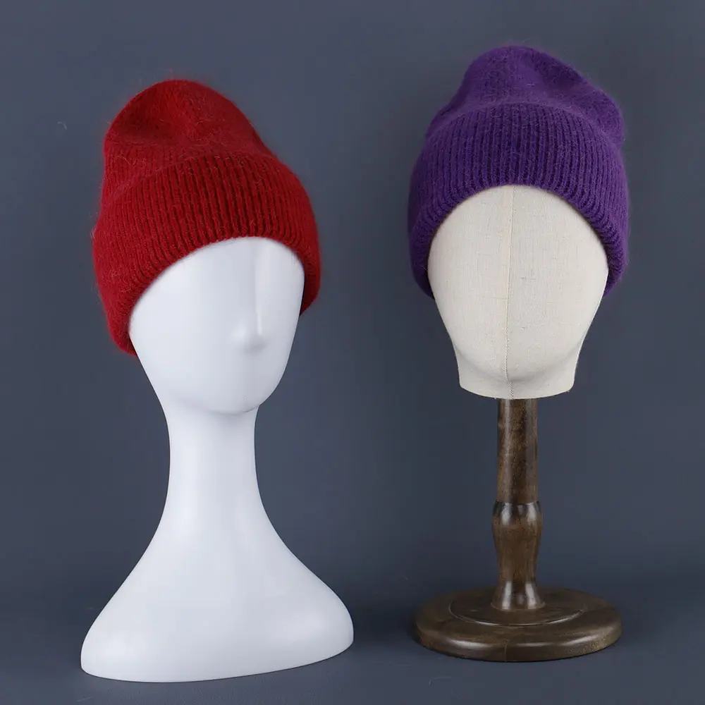 Rabbit Fur Beanies Soft Warm Fluffy Winter Hat for Women Angora Knitted Hat Skullies Beanies Female Bonnet warm Woman Knit Cap