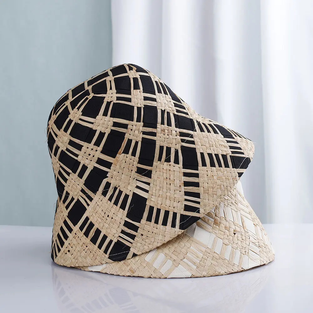 2022 Womens Lafite Straw  bucket  Hats Panamas UV Protection Sun Visor Beach Hats fashion Visors Foldable Women's summer sun hat