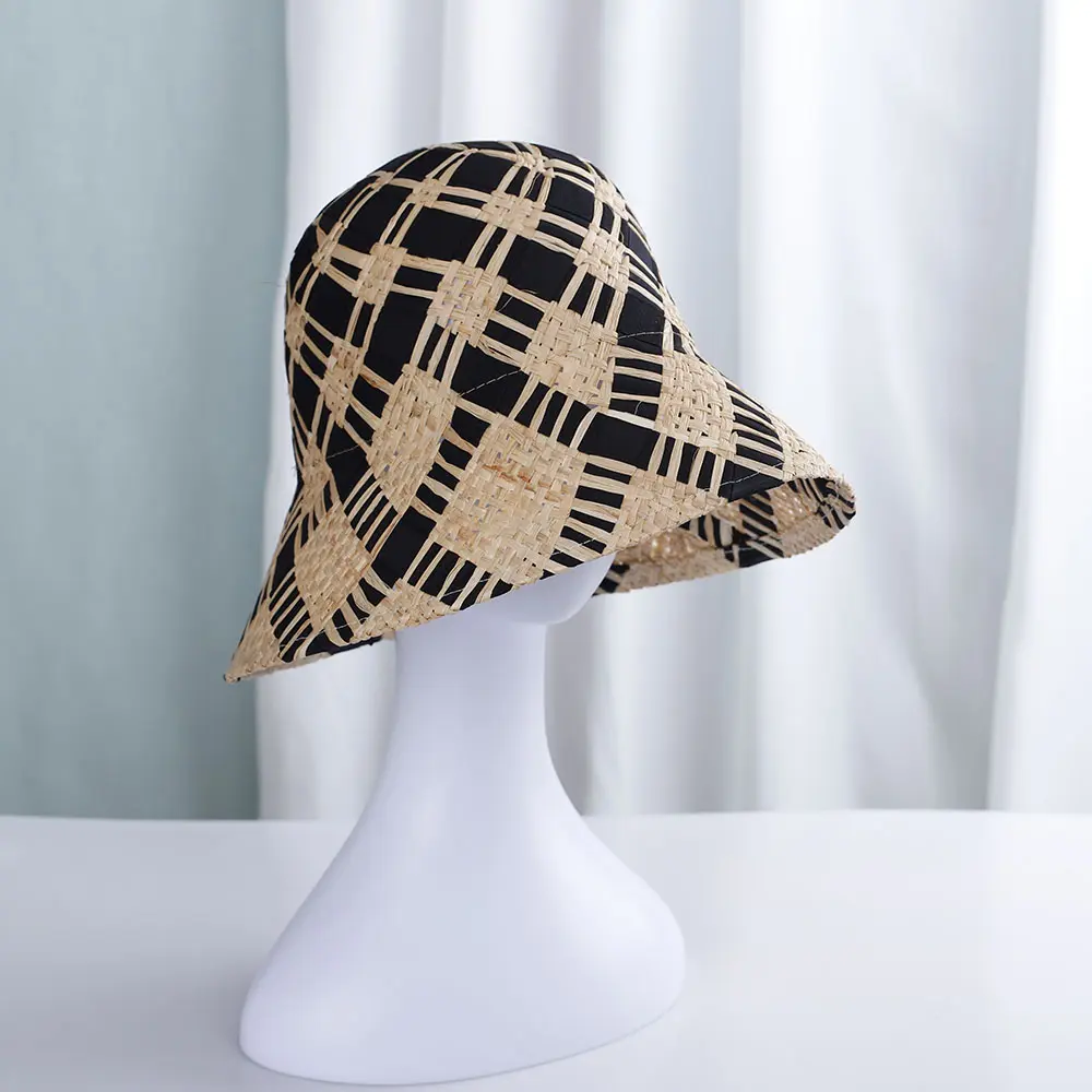 2022 Womens Lafite Straw  bucket  Hats Panamas UV Protection Sun Visor Beach Hats fashion Visors Foldable Women's summer sun hat