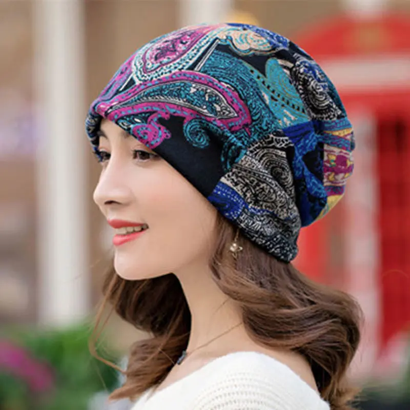 2020 Brand Women Beanies Caps Spring Winter Cotton Hat Fashion Cap Hip-hop Beanie Scarf Chapeu Feminino Cap 4 Way To Wear Bonnet