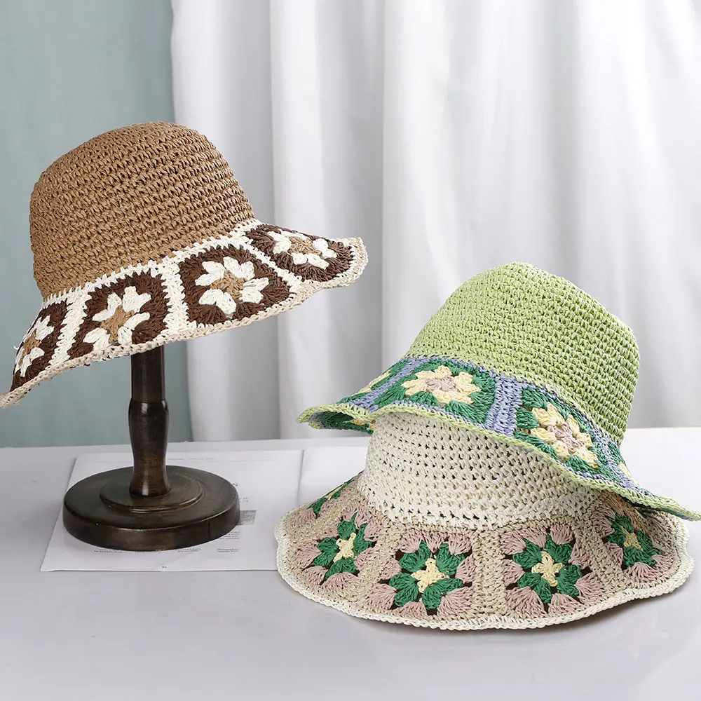 NEW 2022 Womens Straw Hats crochet hat Panamas UV Protection Sun Visor Beach Hats Women Visors Ladies hat Women Summer Sun hat