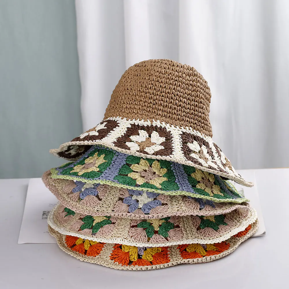 NEW 2022 Womens Straw Hats crochet hat Panamas UV Protection Sun Visor Beach Hats Women Visors Ladies hat Women Summer Sun hat