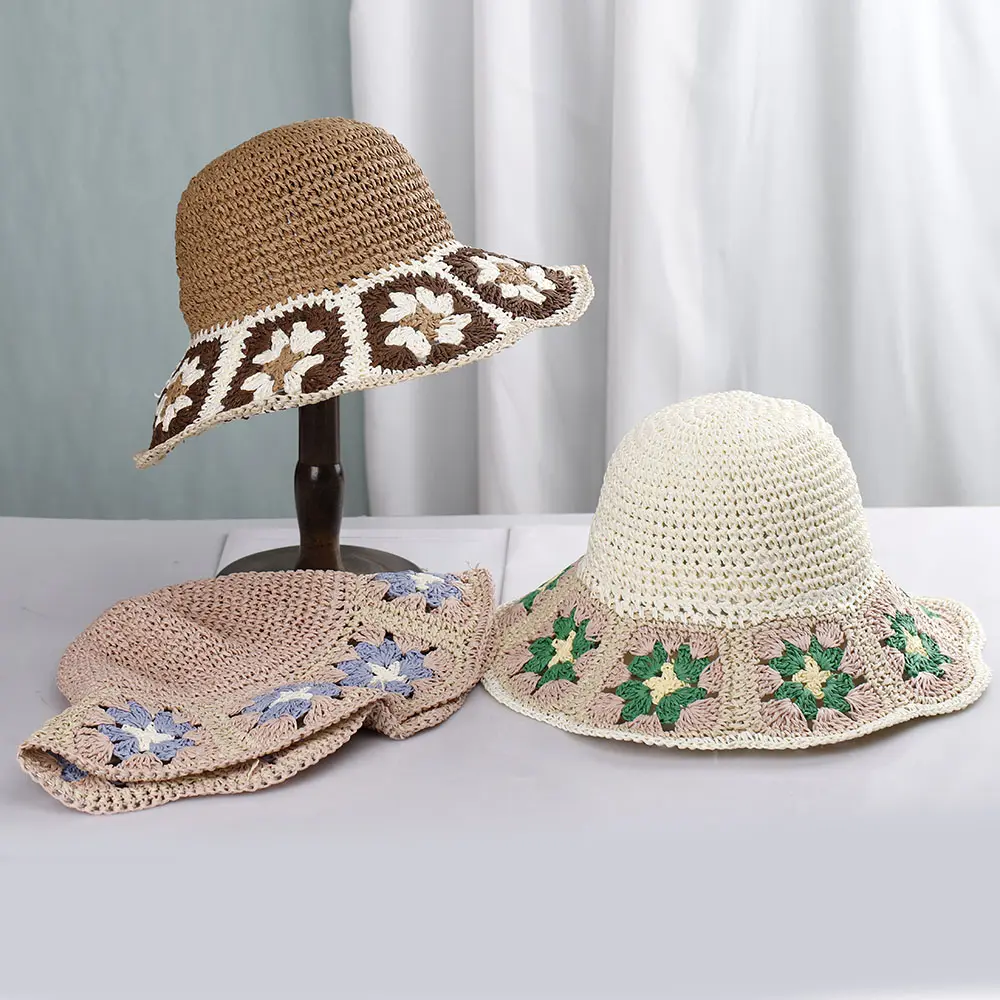 NEW 2022 Womens Straw Hats crochet hat Panamas UV Protection Sun Visor Beach Hats Women Visors Ladies hat Women Summer Sun hat