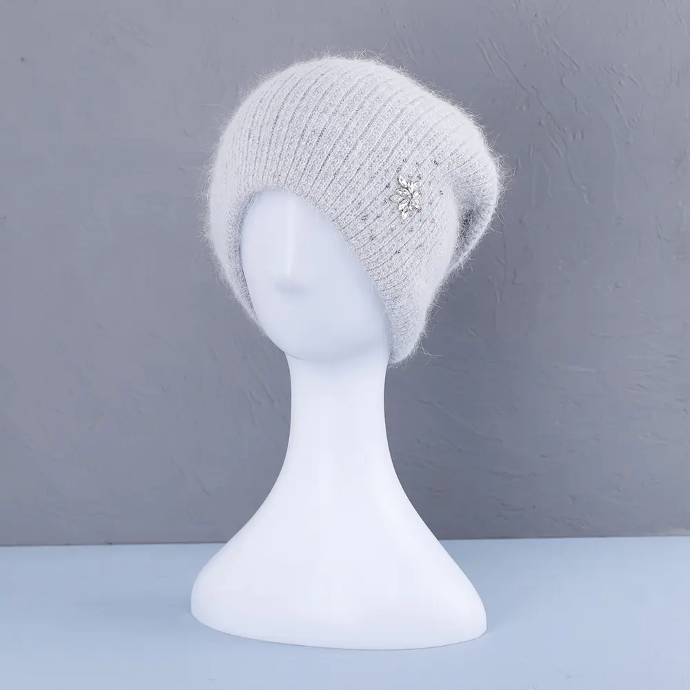 2022 NEW long Rabbit fur winter hat for women with Pear top quality hat autumn beanies Warm bonnet skullies fashion hat