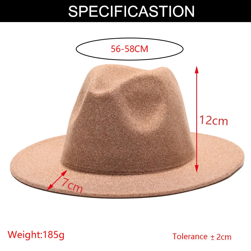 2021 High Quality Fashion Woolen women Felt Jazz Fedora Hats Belt Buckle Decor Unisex Wide Brim Panama men hot Party wedding Cap