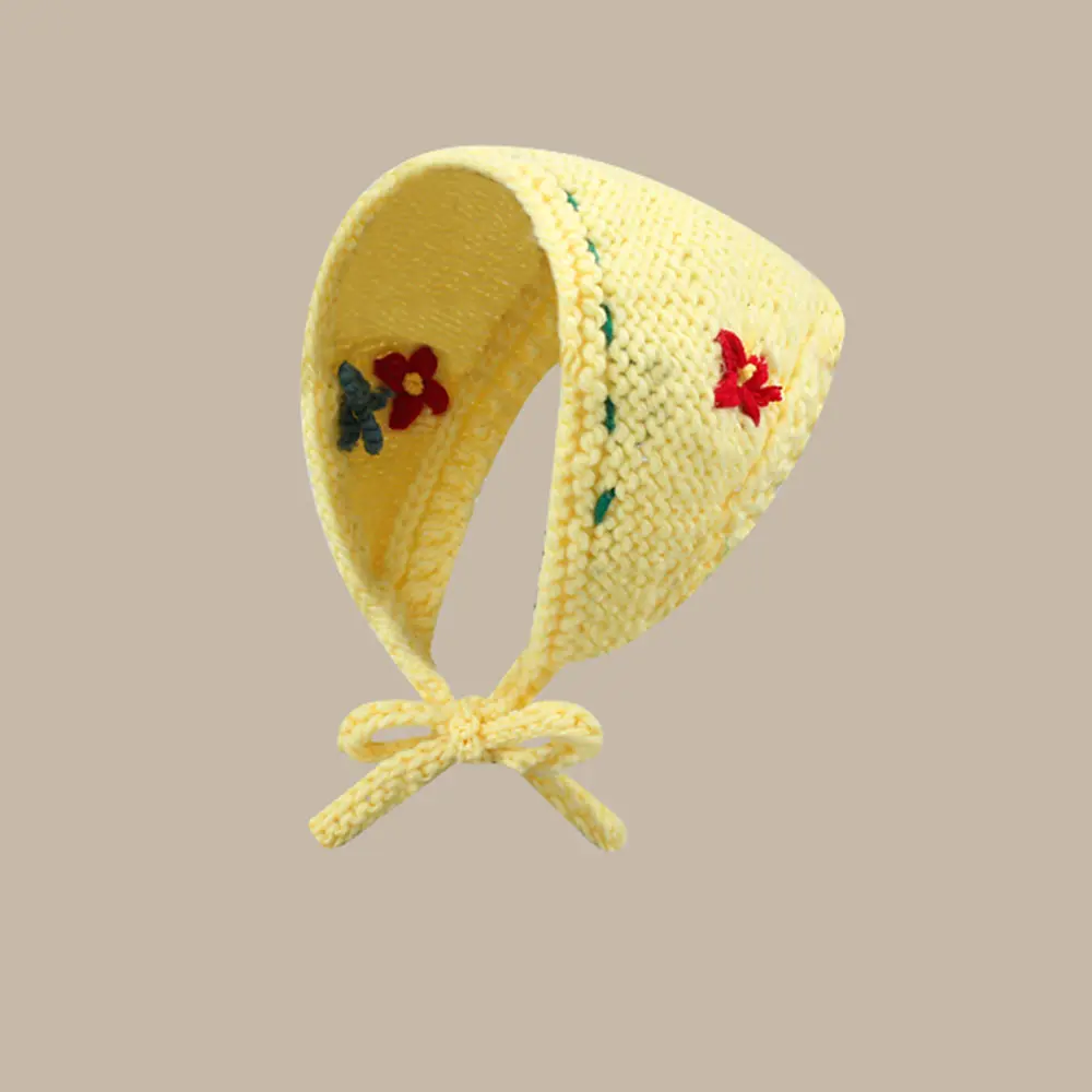 2023 Hooked flower Girls' headscarf Warm Knitting Earmuffs winter earmuffs woman winter ear protector Retro triangular binder