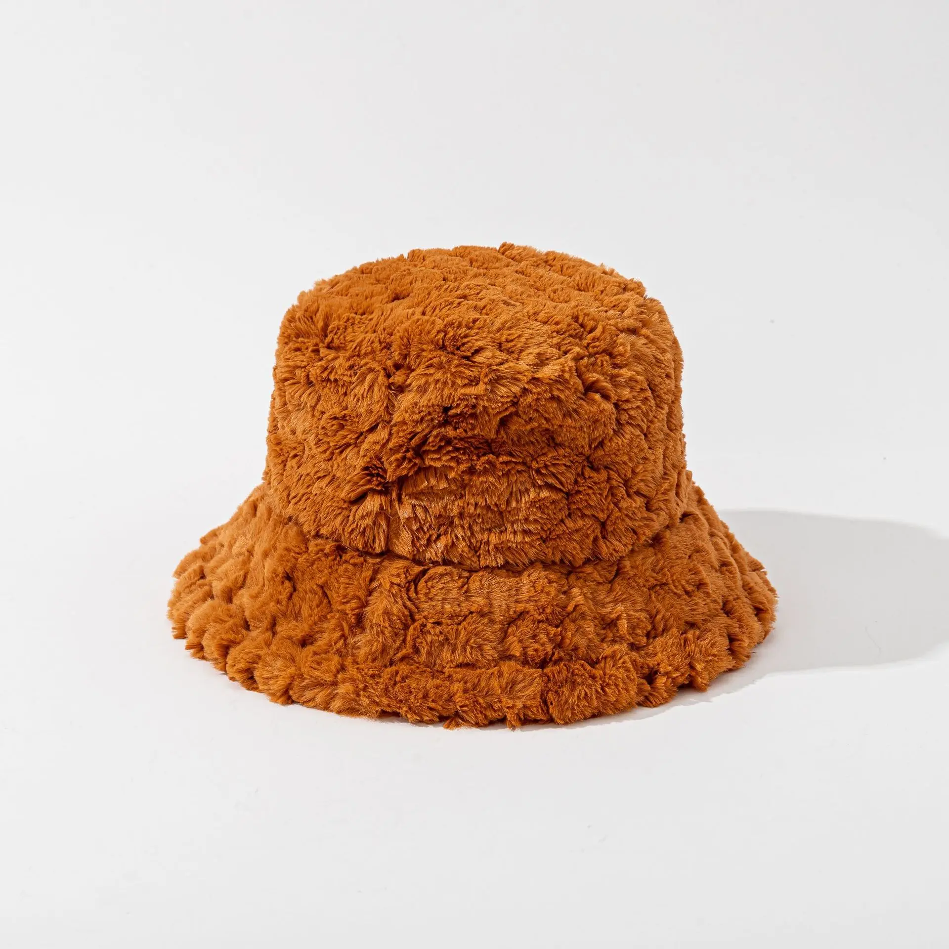 2024 NEW Funny Fashion Autumn Winter Leopard Fur Bucket Hat sheep Ear Ball Plush Fisherman Hat Soft Warm Thick Basin Bucket Hats