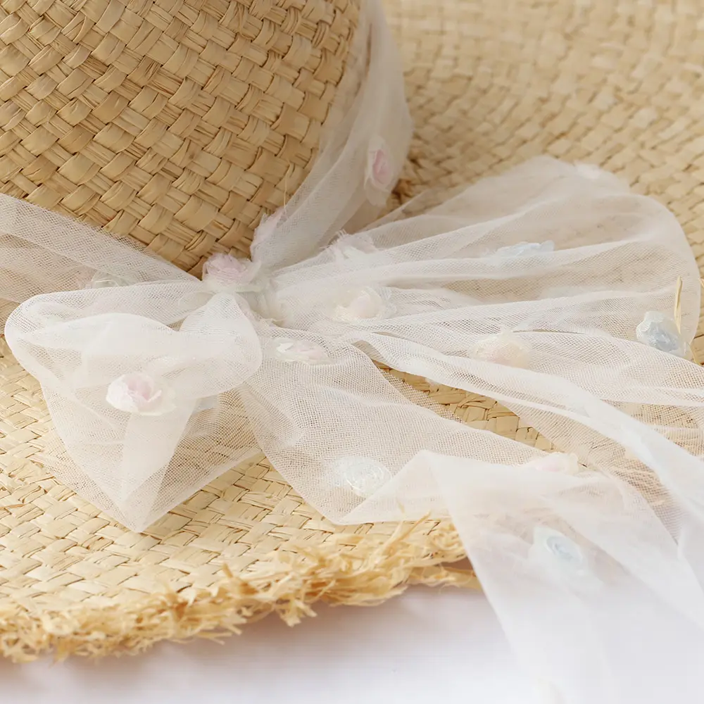 Girl's hat Bow fisherman hat bucket hat bucket hat UV Protection sun hat For Beach Lafite straw hat Vacation handmade straw hat