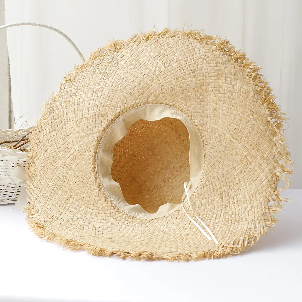 Girl's hat Bow fisherman hat bucket hat bucket hat UV Protection sun hat For Beach Lafite straw hat Vacation handmade straw hat