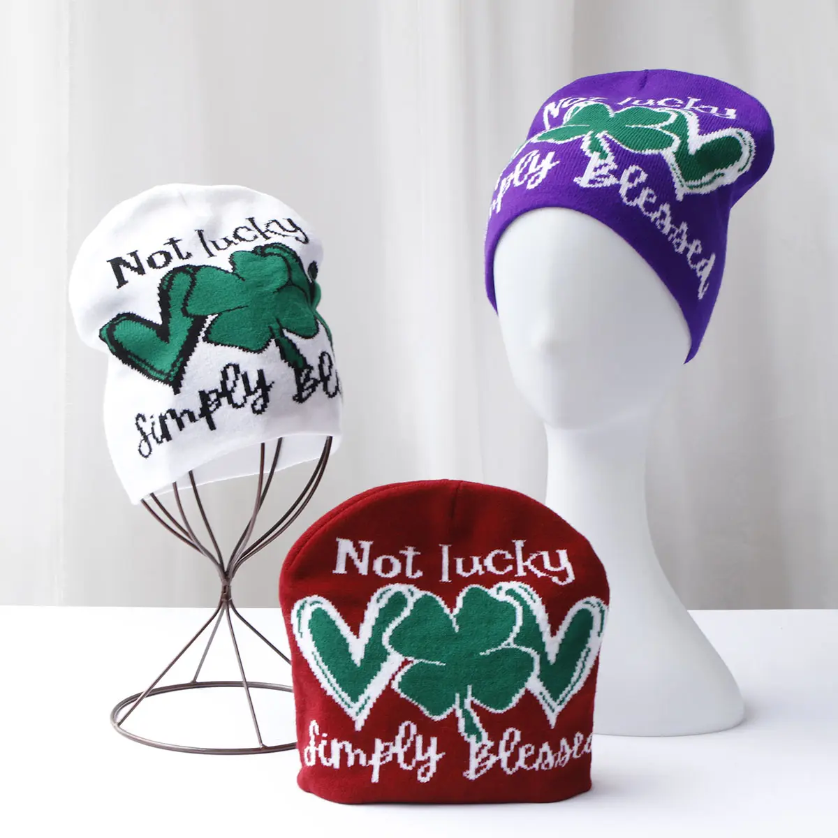 Clover luckySki cap new cool popular winter knitted Toddler beanie hats Embroidery Knitted Hat y2k acrylic hip hop dice hat caps