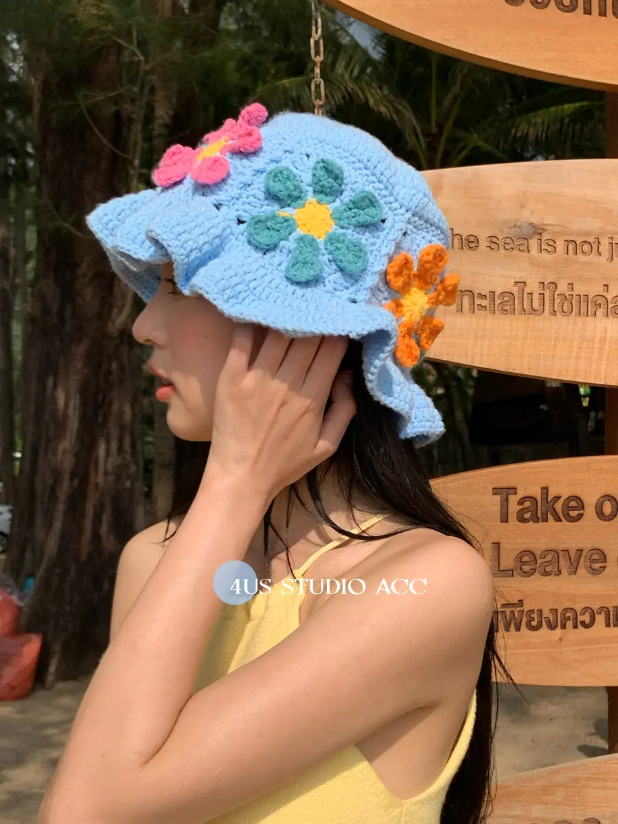 New crochet hat 2024 Fashion Colorful Woolen Hat Women's Autumn and Winter Cute Handmade Plush Hat Knitted Fisherman Bucket Hats