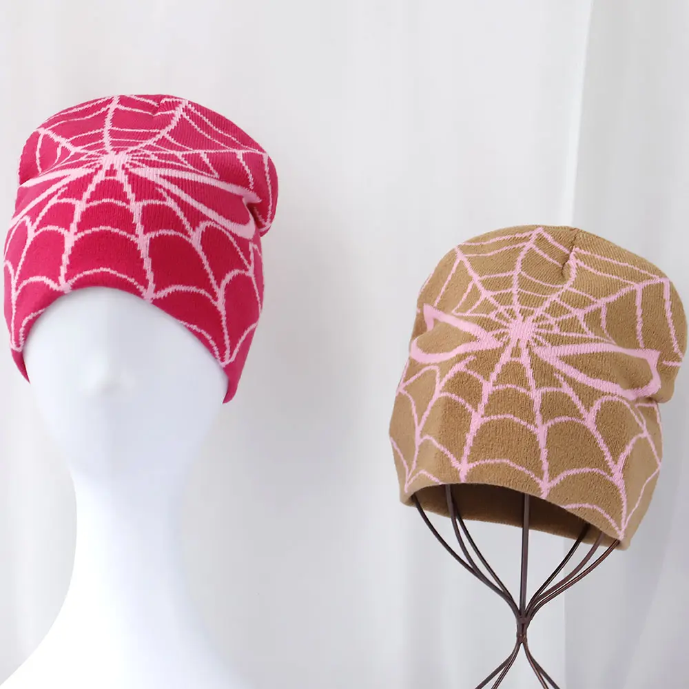 2024 warm Ski cap spider web popular winter knitted Toddler beanie hats Embroidery Knitted Hat y2k acrylic hip hop dice hat caps