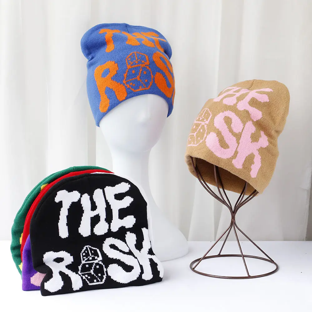 2024 Letter Ski cap new cool popular winter knitted Toddler beanie hats Embroidery Knitted Hat y2k acrylic hip hop dice hat caps