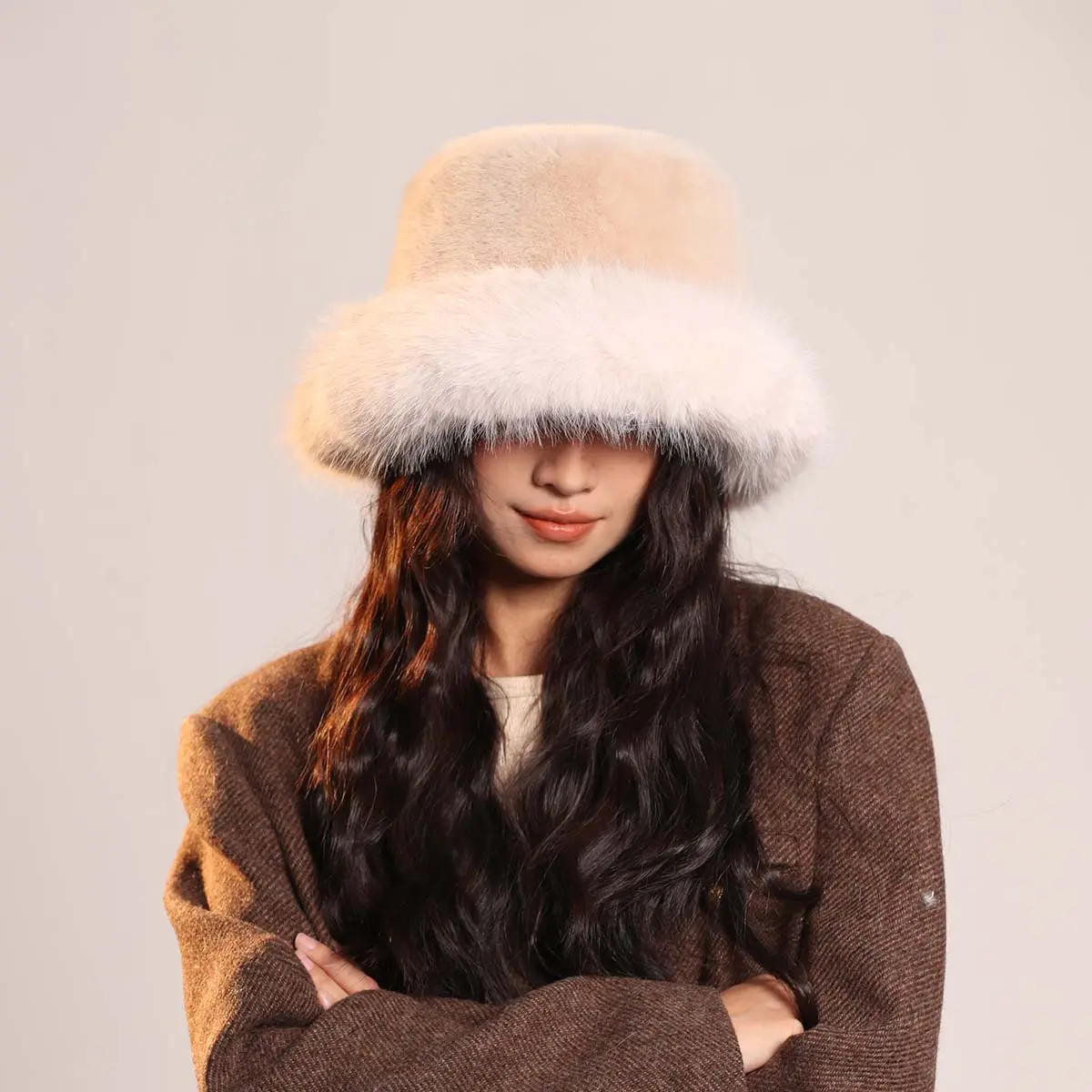 Hat with earflaps top hats bucket hat fisherman hat man Snow peak Big size ArtificialFur hat Winter hat y2k accessories ski mask