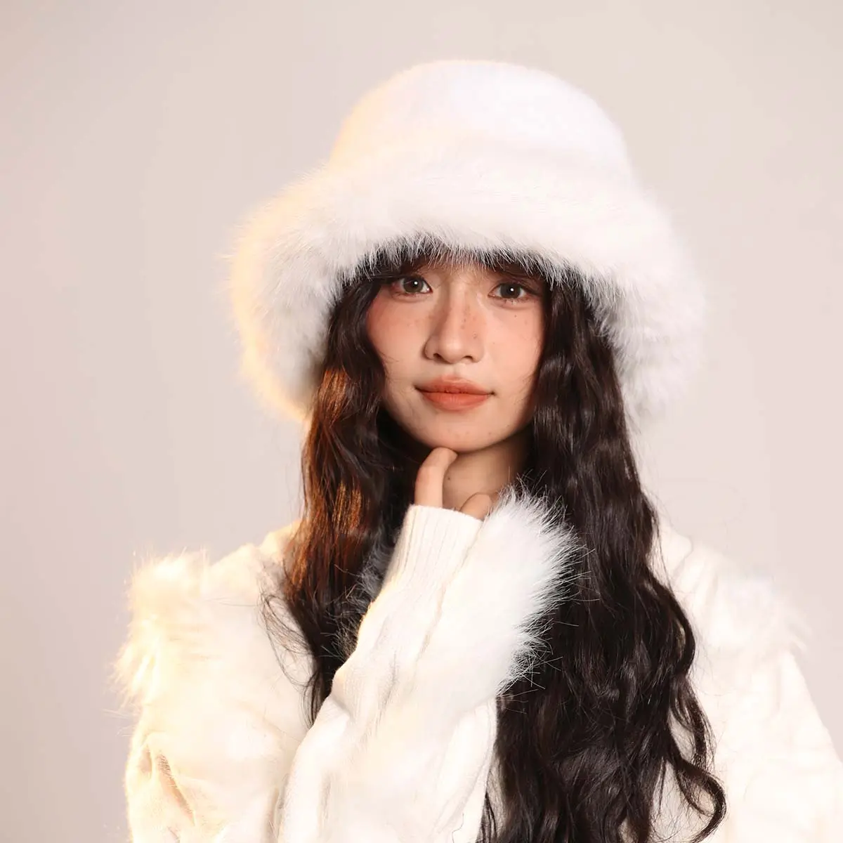 Hat with earflaps top hats bucket hat fisherman hat man Snow peak Big size ArtificialFur hat Winter hat y2k accessories ski mask