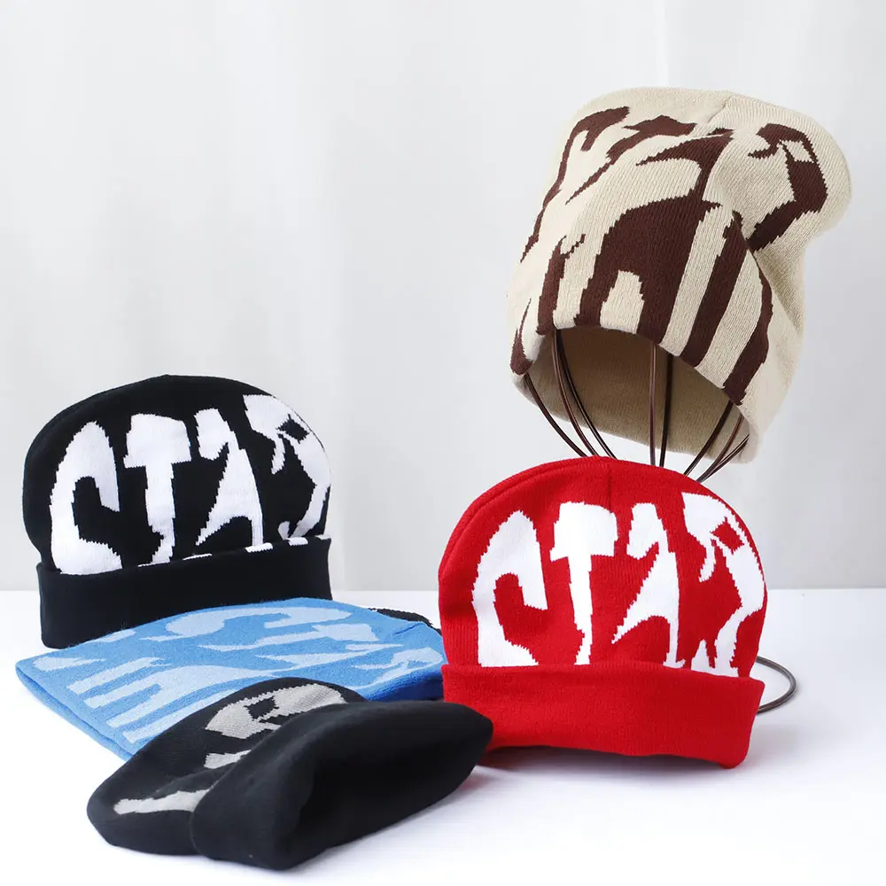 2024 Letter Ski cap new cool popular winter knitted Toddler beanie hats Embroidery Knitted Hat y2k acrylic hip hop dice hat caps