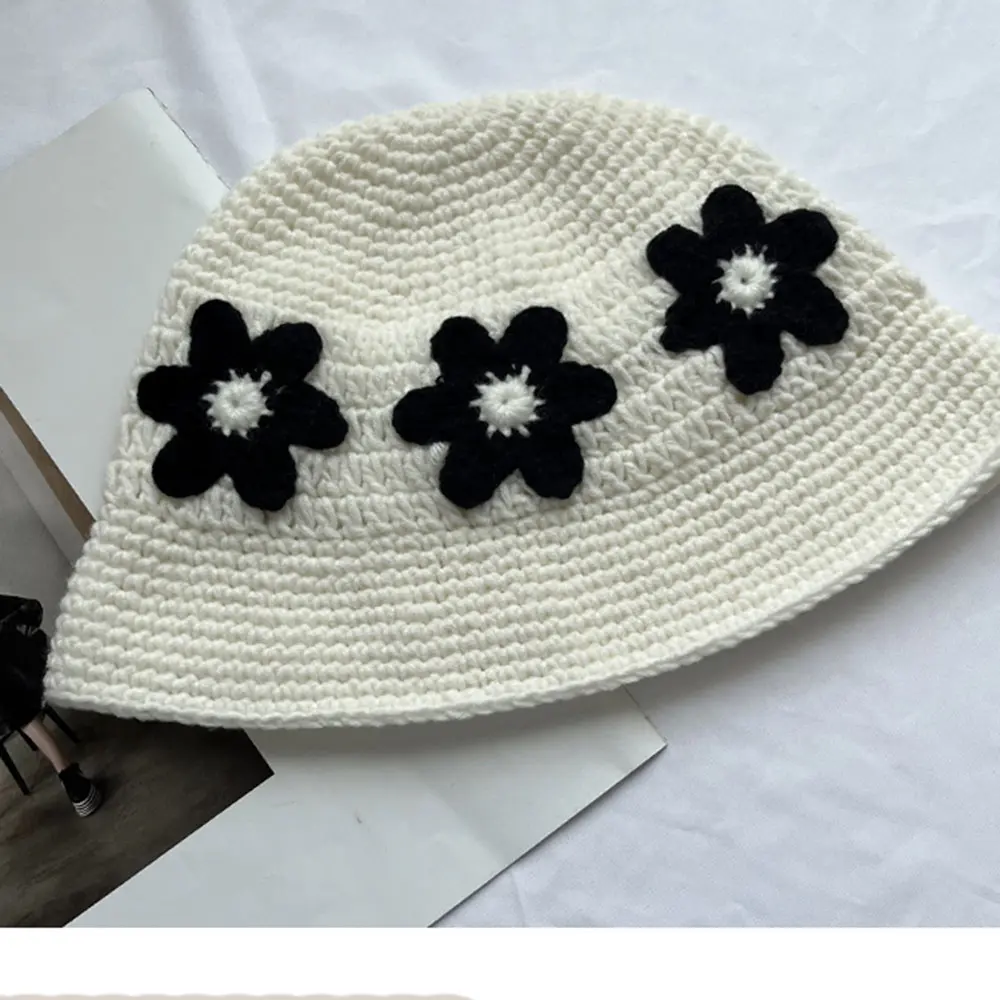 2023 Flower Pot Cap bucket hat Japan Soft Knitted Women Korean Knit Pink Vacation Streetwear Painter Autumn Winter Hat Wholesale