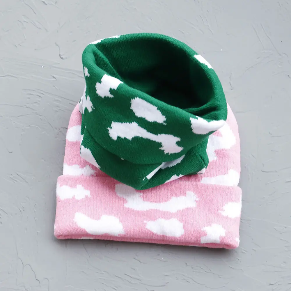 Girl warm Ski cap thickening Cow dot winter knitted Toddler beanie hats Embroidery Knitted Hat y2k acrylic hip hop dice hat caps