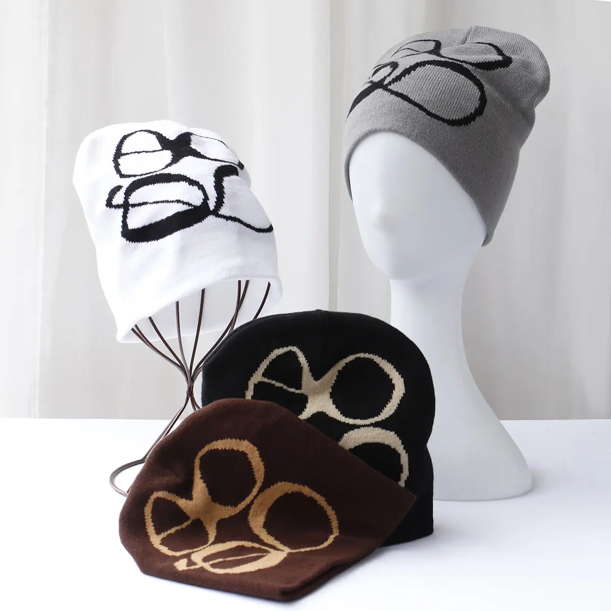 Geometry Ski cap new cool popular winter knitted Toddler beanie hats Embroidery Knitted Hat y2k acrylic hip hop dice hat caps