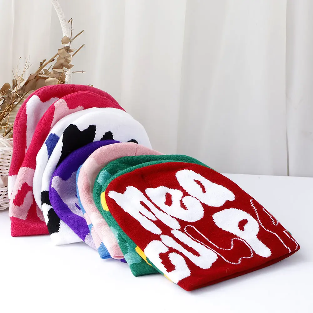 warm Letter Ski cap new cool popular winter knitted Toddler beanie hats Embroidery Knitted Hat y2k acrylic hip hop dice hat caps