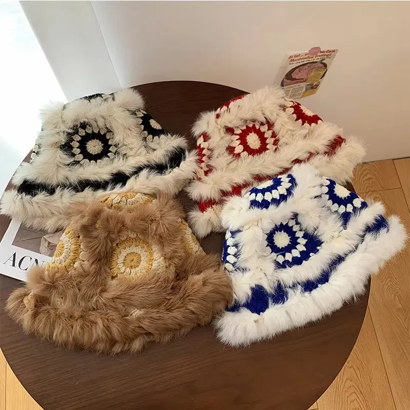 2024 women Autumn and Winter Lion Awakening Cute and Warm Fisherman Hat Versatile and Showcasing Face Furry Bucket Basin Hat