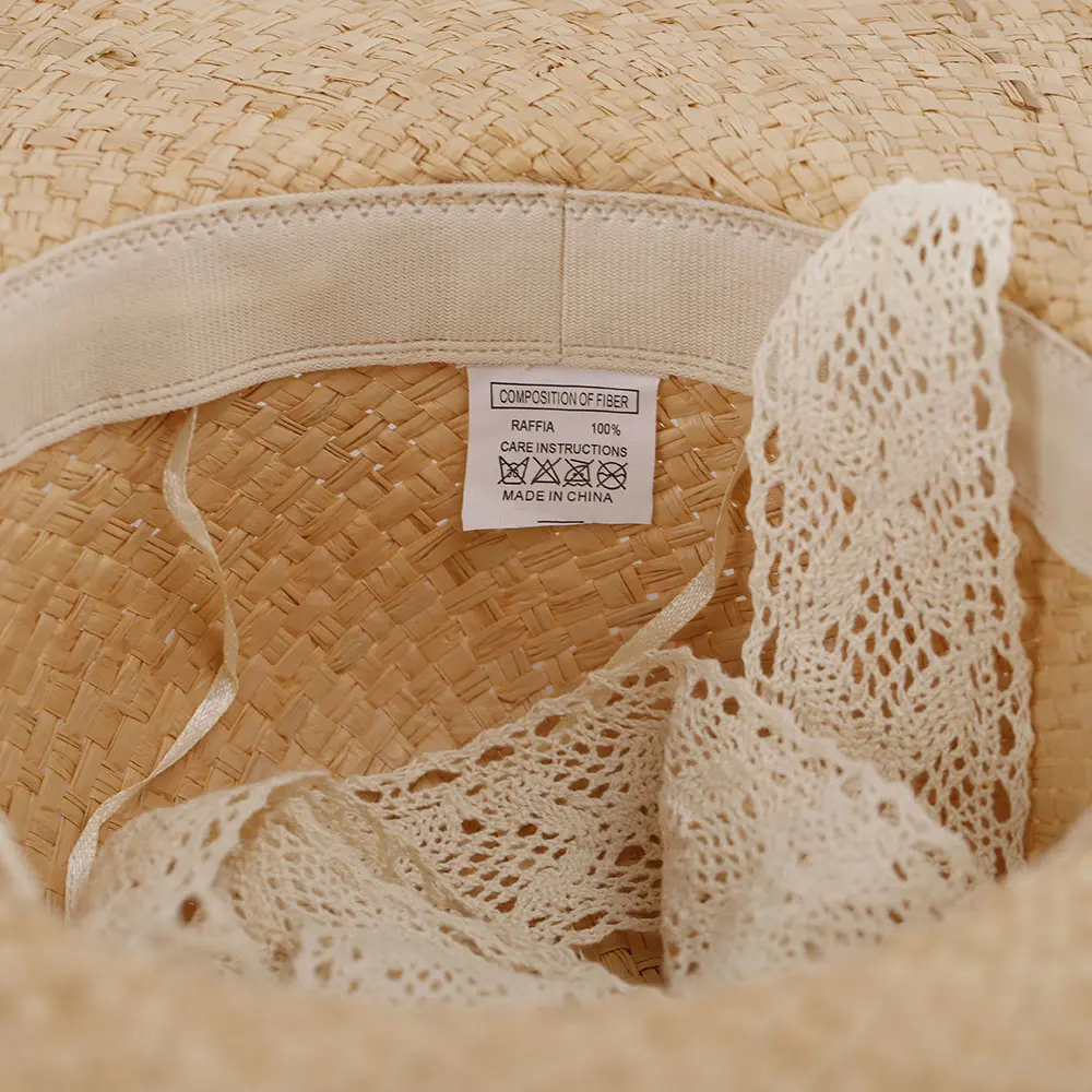 2023 summer sun hat lace 100%Raffia hat Sun visor women's summer panama Straw hats Women's beach hat Summer hat uv blocking hat