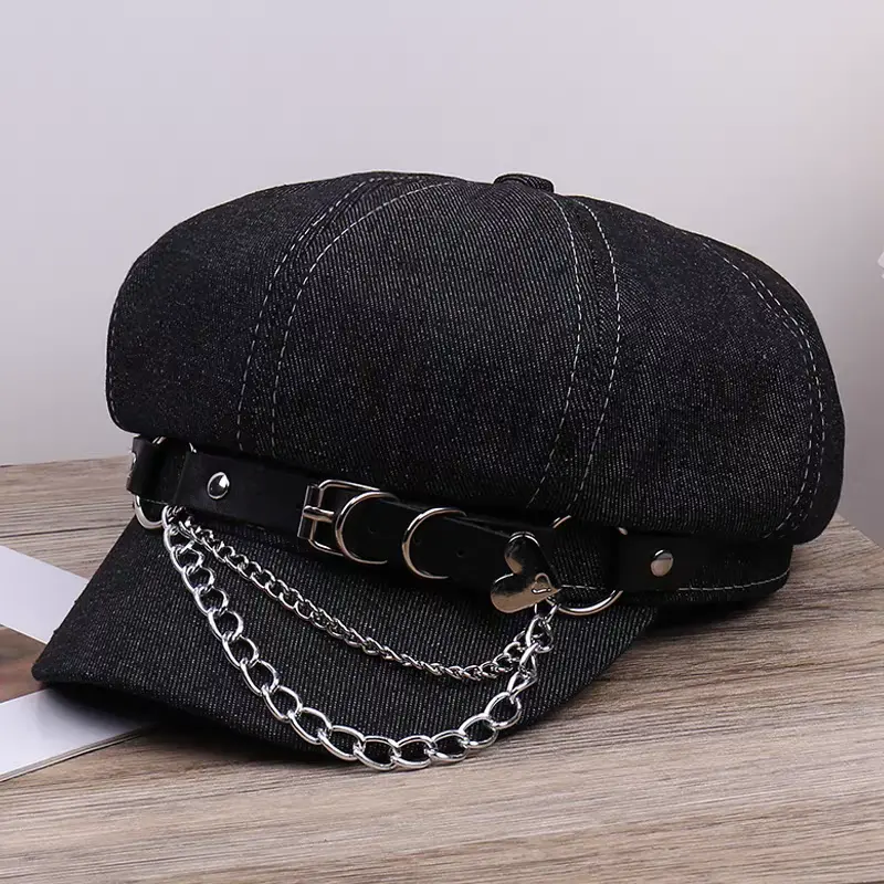 2025 fashion hip hop Customized Harajuku Gothic Lolita Beret Hat Y2K Punk Lace Bow Decorative Handmade Sun Hatfor Girls