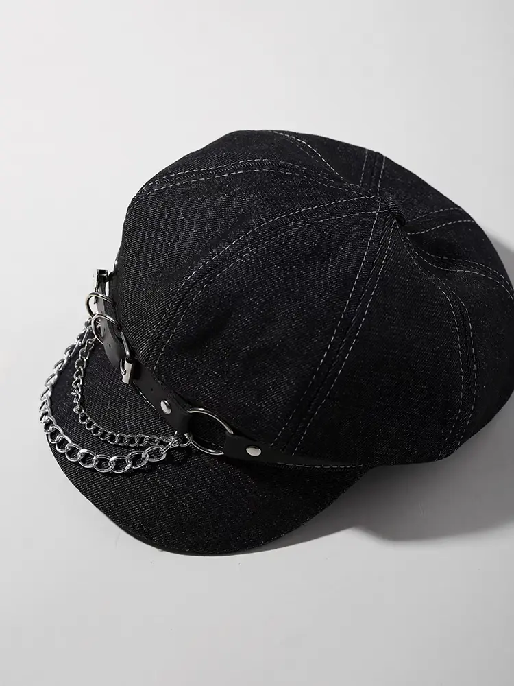 2025 fashion hip hop Customized Harajuku Gothic Lolita Beret Hat Y2K Punk Lace Bow Decorative Handmade Sun Hatfor Girls