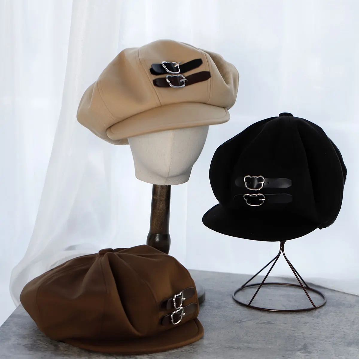 2023 big cap newsboy cap Korean hat Women's hat Spicy Girl Style Beret cap Ladies hat Winter hat maillard style Octagonal cap