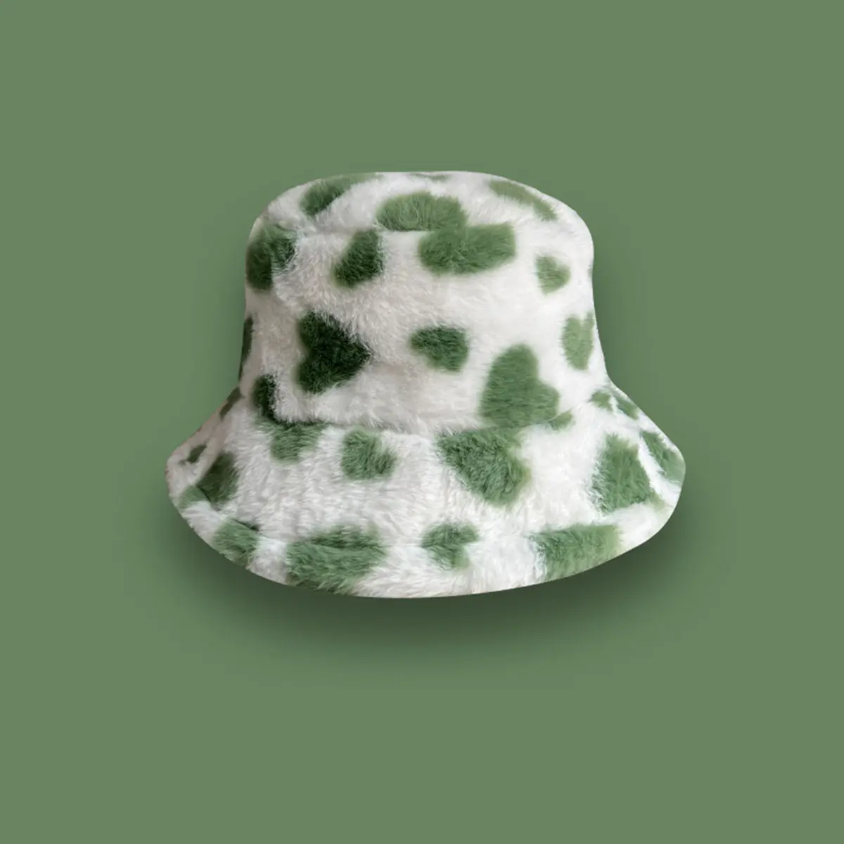 Love shapeFluffy Faux Fur Bucket Hat Women Rabbit Fur Warm Thick Plush Winter Hat Lady Luxury Fashion Party Panama Fisherman Cap