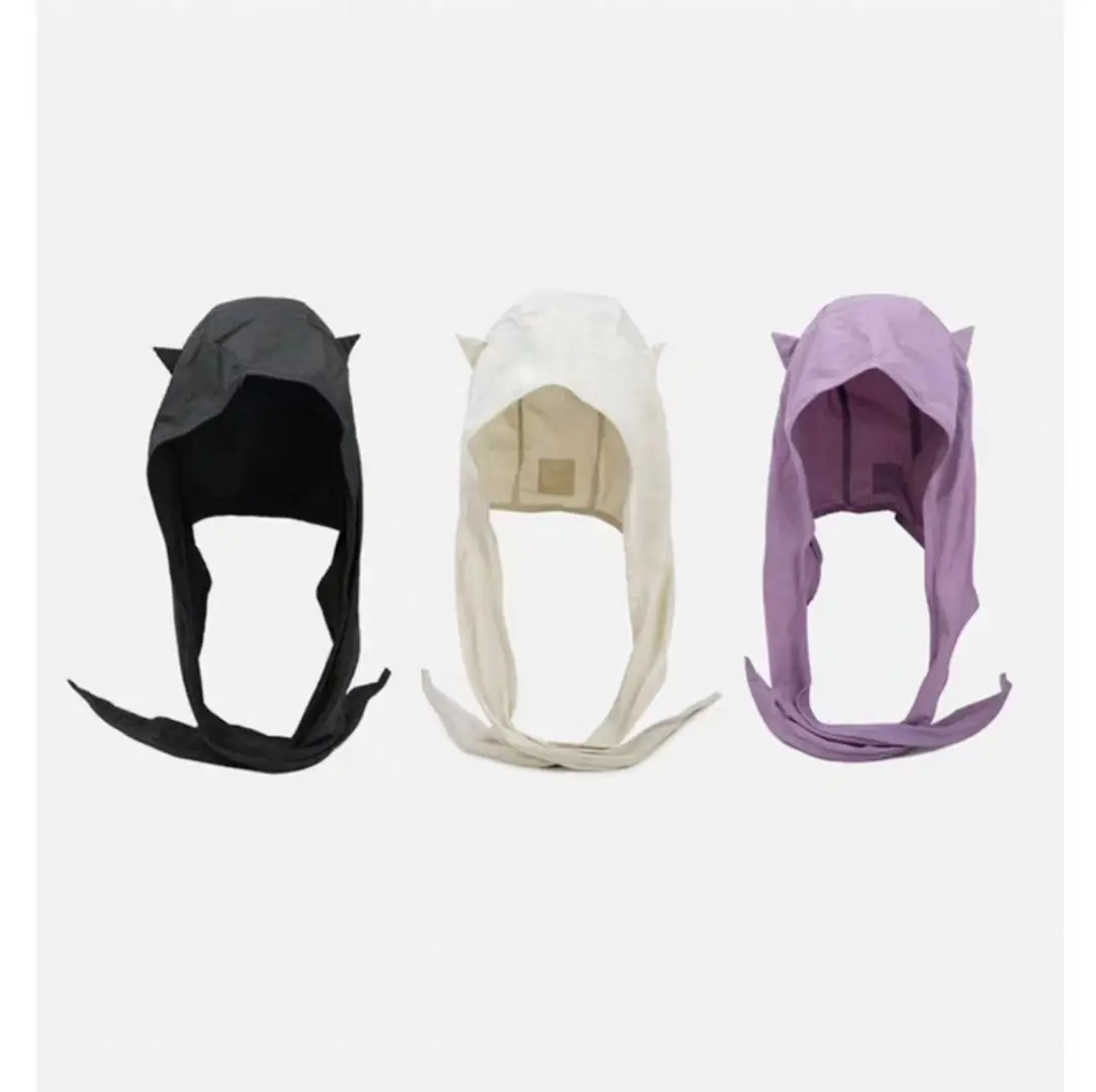 Cute Devil Corner Summer Concave Shape Quick Drying Thin Headscarf Hat Y2k Adhesive Strap Big Head Circumference Fisherman Hat