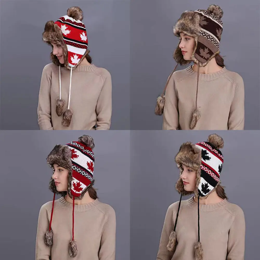 Rear fork ball caps Funny Fashion Autumn Winter Leopard Fur bomber Ball Plush Big ear hats Hat Soft Warm Thick Basin Bucket Hats