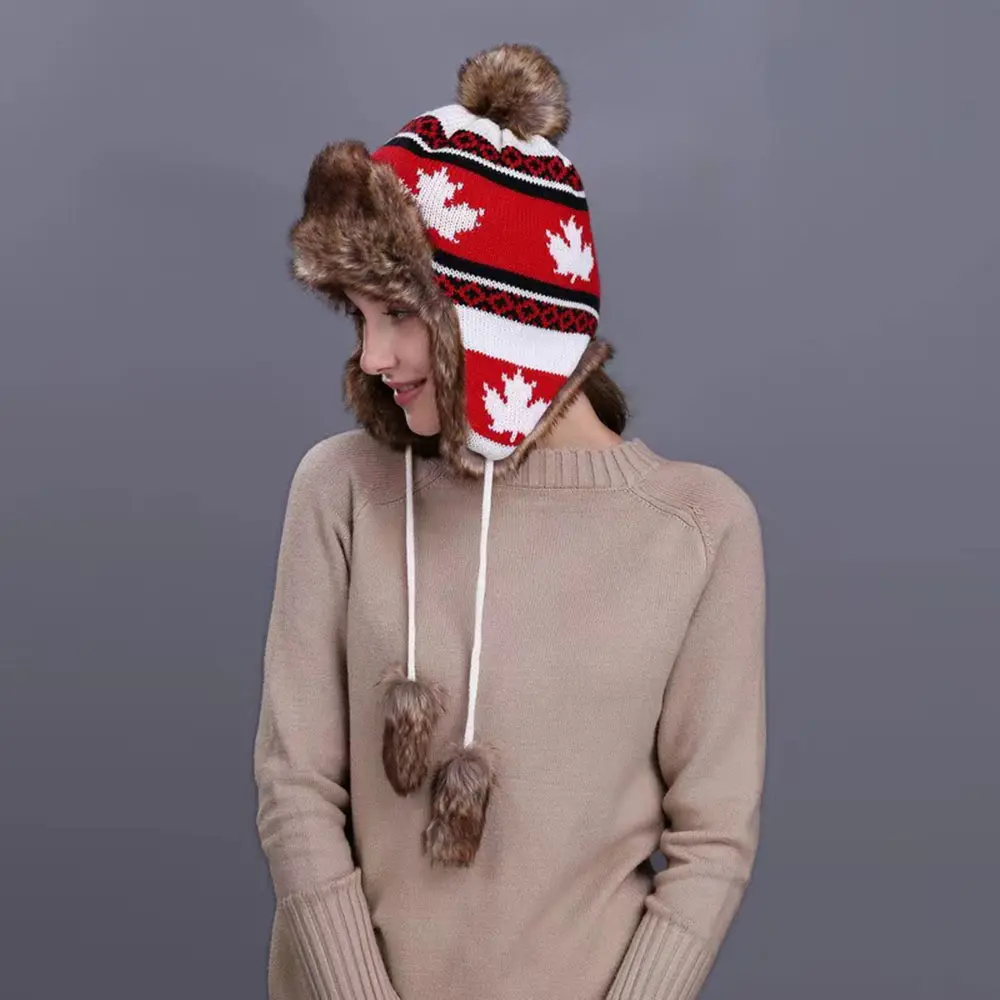 Rear fork ball caps Funny Fashion Autumn Winter Leopard Fur bomber Ball Plush Big ear hats Hat Soft Warm Thick Basin Bucket Hats