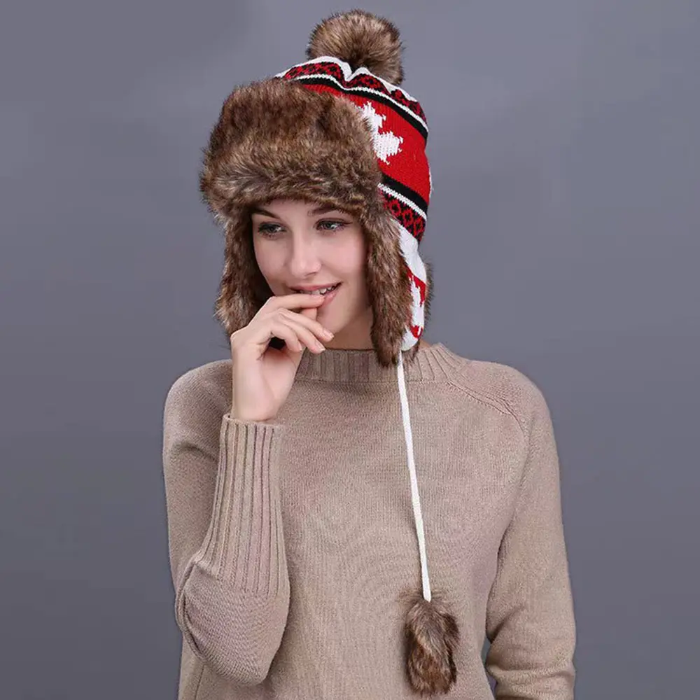Rear fork ball caps Funny Fashion Autumn Winter Leopard Fur bomber Ball Plush Big ear hats Hat Soft Warm Thick Basin Bucket Hats