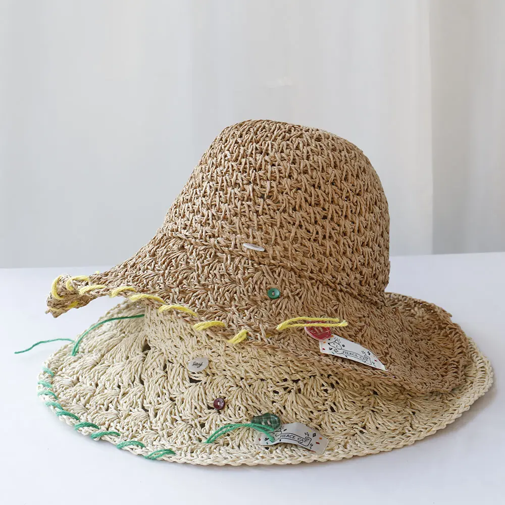NEW Women Sun Hat Wide Large Brim Beach Hats Womens Summer Straw Hat Foldable Sun Hat Chapeau Femme Beach UV Protection Cap