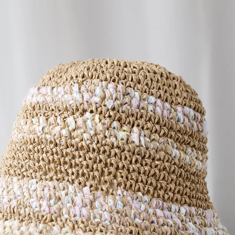 NEW Women Sun Hat Colorful str Wide Large Brim Beach Hats Womens Summer Straw Hat Foldable Chapeau Femme Beach UV Protection Cap