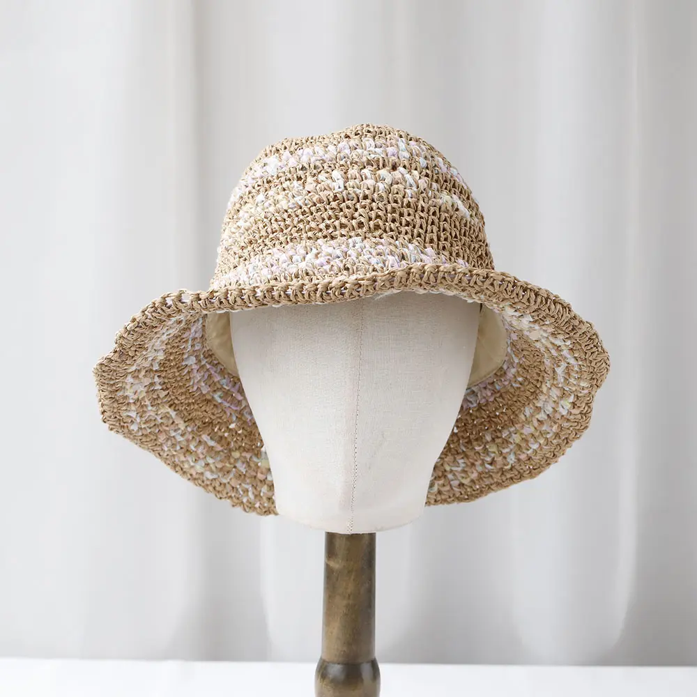 NEW Women Sun Hat Colorful str Wide Large Brim Beach Hats Womens Summer Straw Hat Foldable Chapeau Femme Beach UV Protection Cap