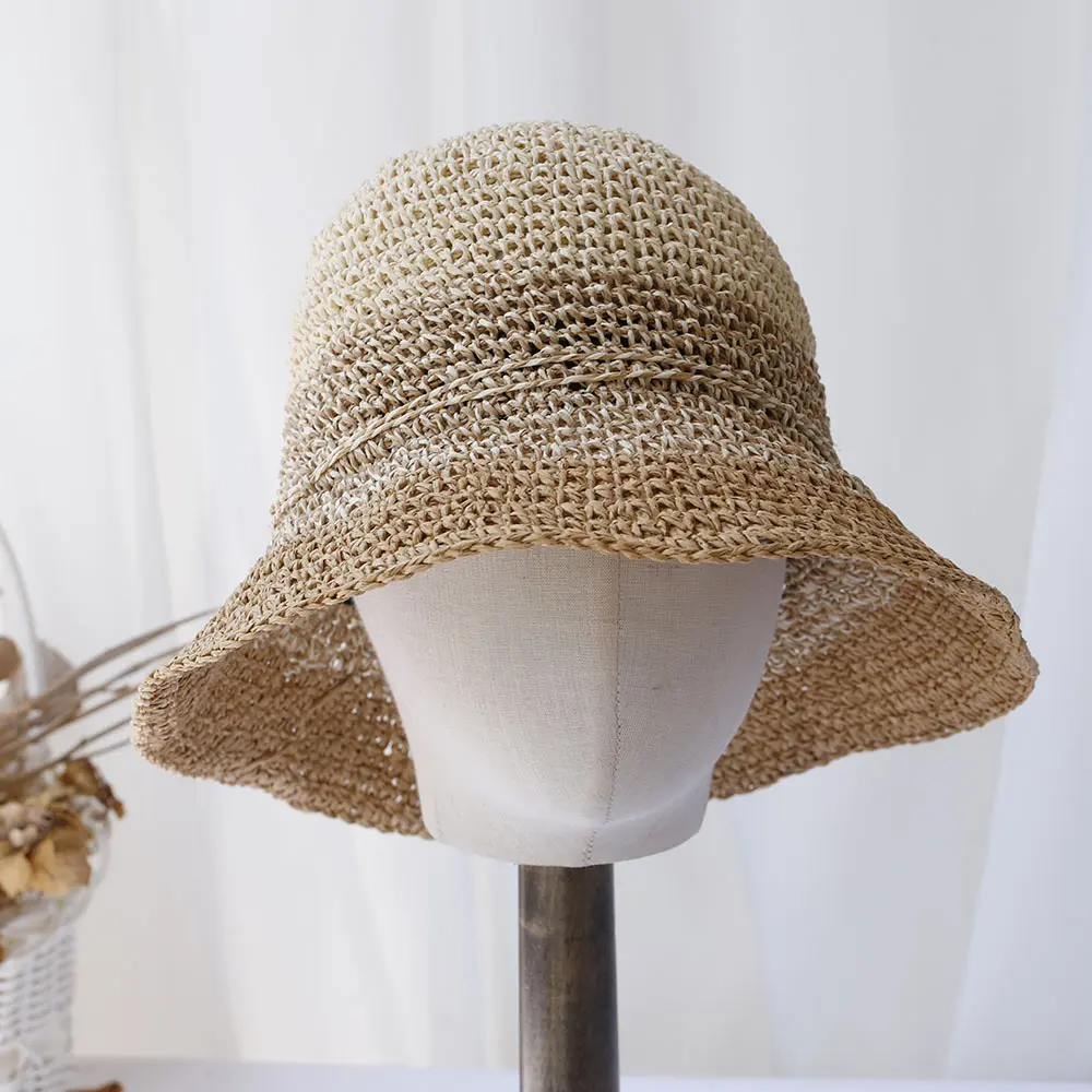 2024 New fashion Style  Bucket Hats Foldable Sun Crochet Hat For Beach, Travel And Vacation handmade straw hat