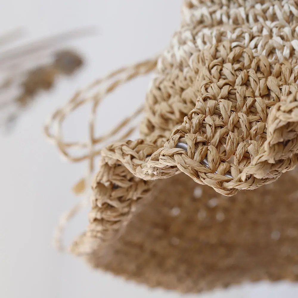 2024 New fashion Style  Bucket Hats Foldable Sun Crochet Hat For Beach, Travel And Vacation handmade straw hat
